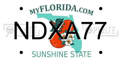 NDXA77 Florida License Plate