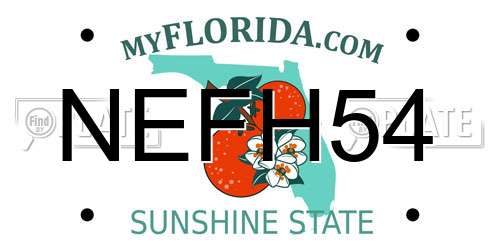 NEFH54 Florida License Plate