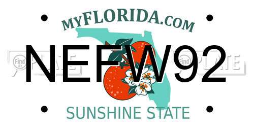 NEFW92 Florida License Plate