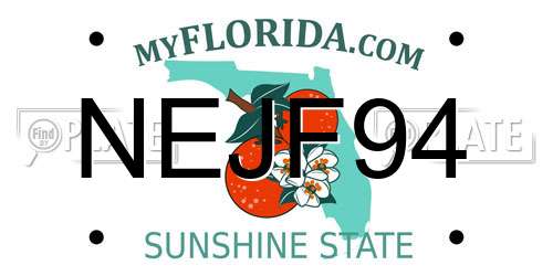 NEJF94 Florida License Plate