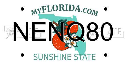 NENQ80 Florida License Plate