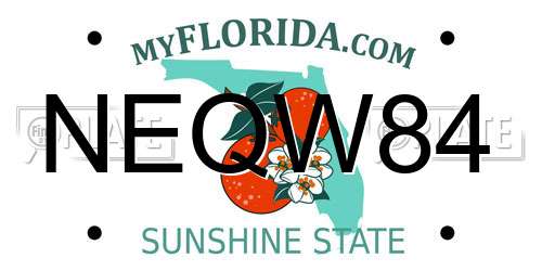NEQW84 Florida License Plate