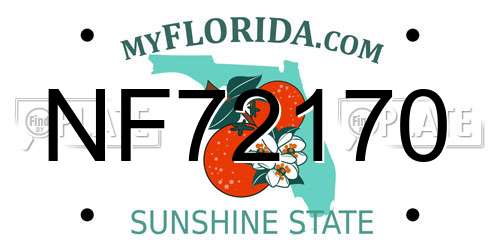 NF72170 Florida License Plate