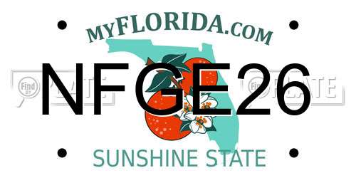 NFGE26 Florida License Plate