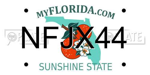NFJX44 Florida License Plate