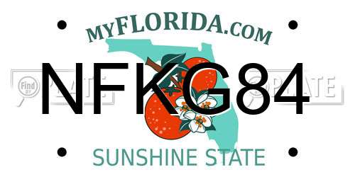 NFKG84 Florida License Plate