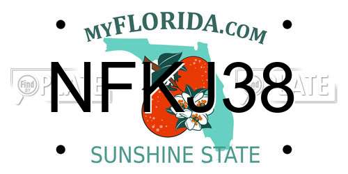 NFKJ38 Florida License Plate
