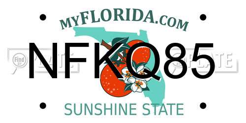 NFKQ85 Florida License Plate