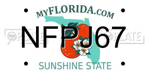 NFPJ67 Florida License Plate