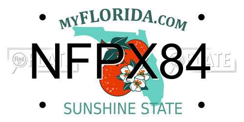 NFPX84 Florida License Plate