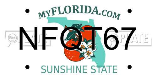 NFQT67 Florida License Plate