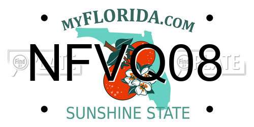 NFVQ08 Florida License Plate