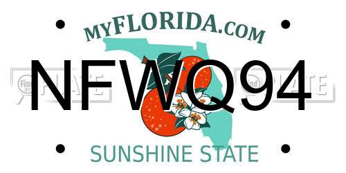 NFWQ94 Florida License Plate