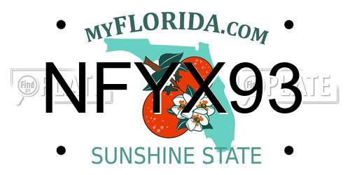 NFYX93 Florida License Plate