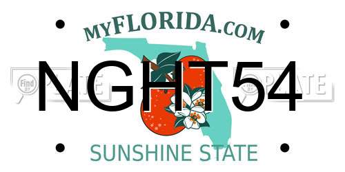 NGHT54 Florida License Plate