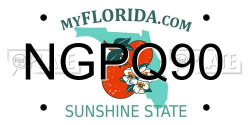 NGPQ90 Florida License Plate