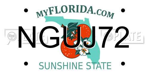 NGUJ72 Florida License Plate