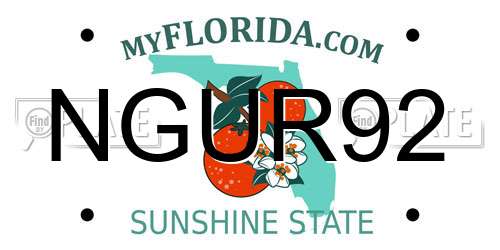 NGUR92 Florida License Plate