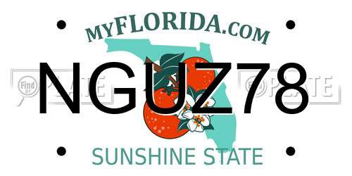 NGUZ78 Florida License Plate