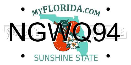 NGWQ94 Florida License Plate