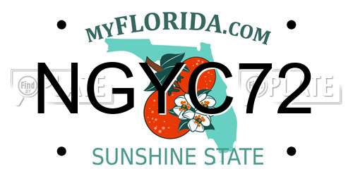 NGYC72 Florida License Plate