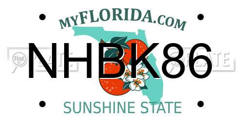 NHBK86 Florida License Plate