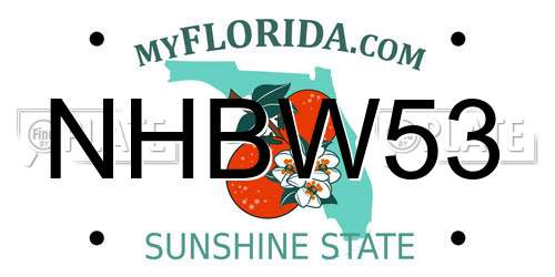 NHBW53 Florida License Plate