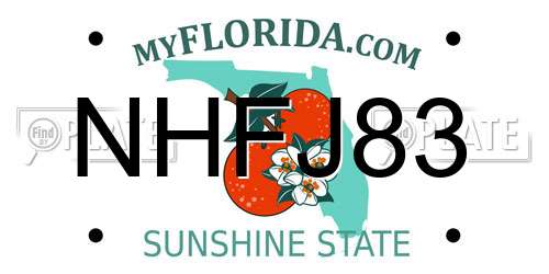 NHFJ83 Florida License Plate