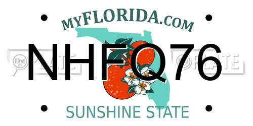 NHFQ76 Florida License Plate
