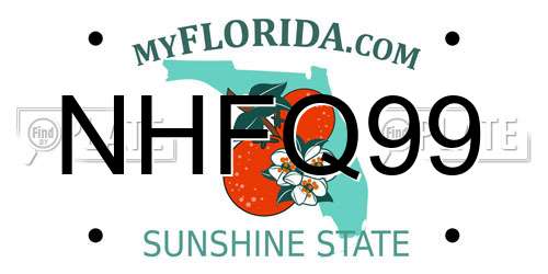 NHFQ99 Florida License Plate