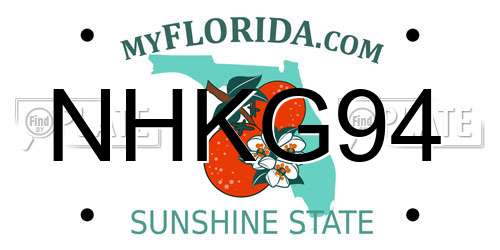 NHKG94 Florida License Plate