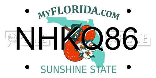 NHKQ86 Florida License Plate