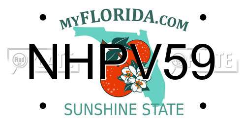 NHPV59 Florida License Plate