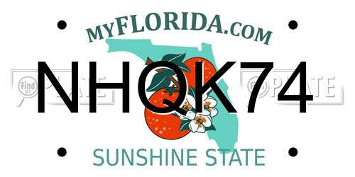 NHQK74 Florida License Plate