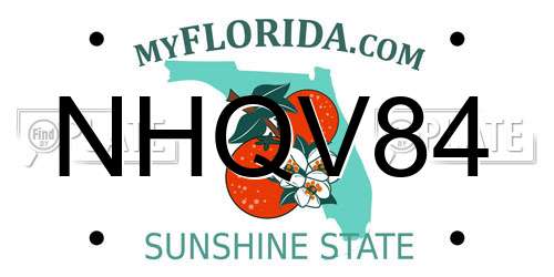 NHQV84 Florida License Plate