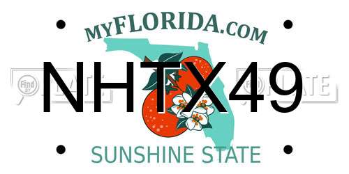 NHTX49 Florida License Plate