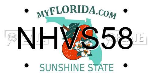 NHVS58 Florida License Plate
