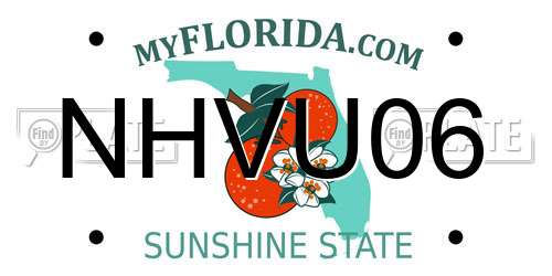 NHVU06 Florida License Plate