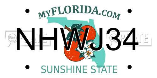 NHWJ34 Florida License Plate