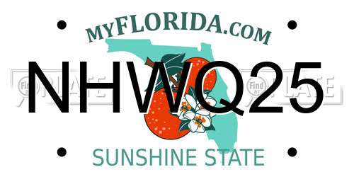 NHWQ25 Florida License Plate