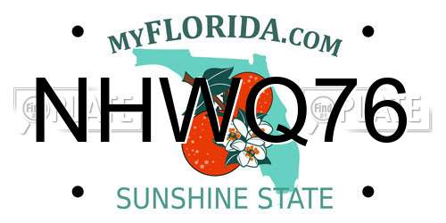 NHWQ76 Florida License Plate