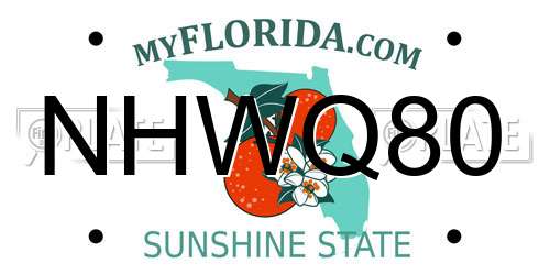NHWQ80 Florida License Plate