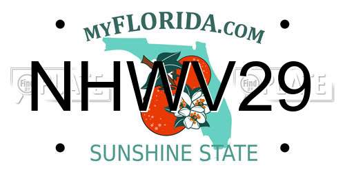 NHWV29 Florida License Plate