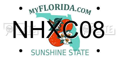 NHXC08 Florida License Plate