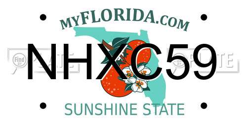 NHXC59 Florida License Plate