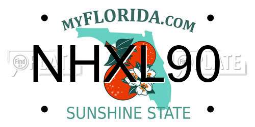 NHXL90 Florida License Plate
