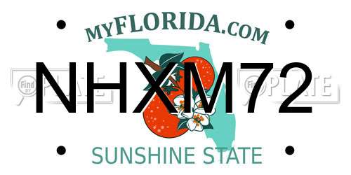 NHXM72 Florida License Plate