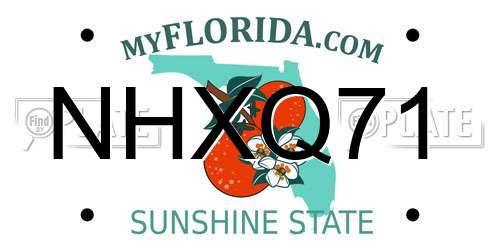 NHXQ71 Florida License Plate