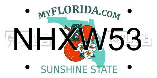 NHXW53 Florida License Plate