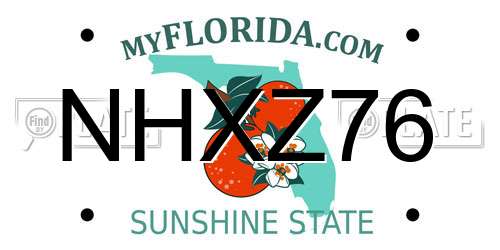 NHXZ76 Florida License Plate